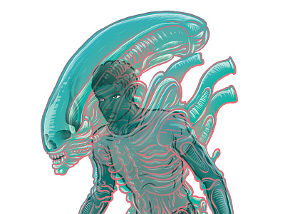 Alien alien character costume creature digital painting editorial illustration man monster skull tail texture