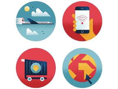 WiFi Onboard design editorial flat graphic icons illustration phone plane shop simple texture vector