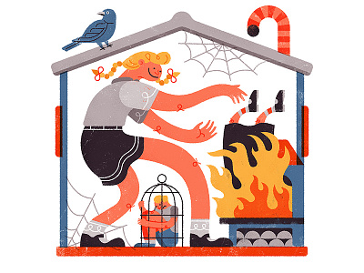 Hansel and Gretel character design fairytale graphic halloween illustration vector vintage