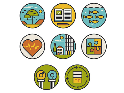 Sustainable Development badge circle clean design flat graphic icon iconography illustration infographic simple vector