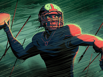 The Battlefield art character color dark drawing football glow illustration nfl painting retro sport