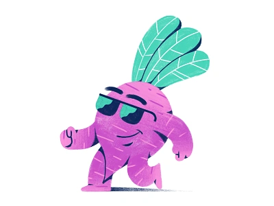 Rad-ish character cool dude glasses illustration leaves radish texture vector vegetable walking