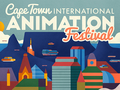 Cape Town International Animation Festival animation architecture building city gif illustration motion mountain poster vector