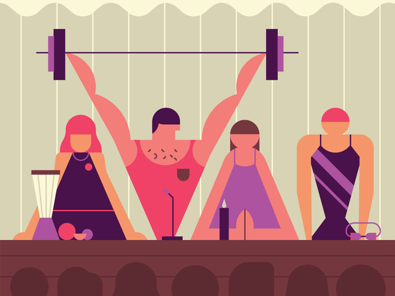 Experts fruit juicing swimming meditating candle weights man lady people person character