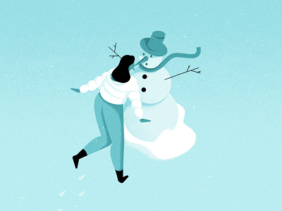 Winter abstract character design flat graphic illustration simple snow snowman texture vector