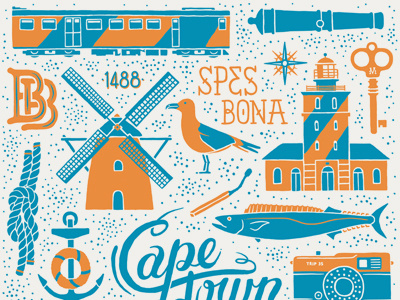 Locals Only cape town icons poster silkscreen