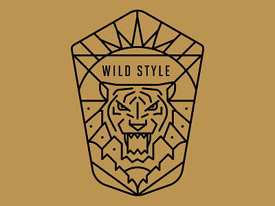 Wild Side badge dots leaves lineo palm rays sun tiger