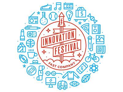 Innovation Festival clean design fun graphic icon identity illustration line logo round simple vector