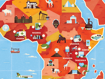 Africa character design editorial flat graphic icon illustration map pattern retro texture vector
