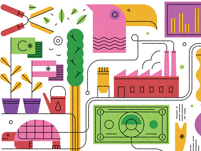 Economics & Investments art character design editorial flat graphic icon illustration pattern retro texture vector