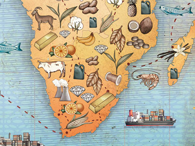 Africa's resources land map natural resources sea ships