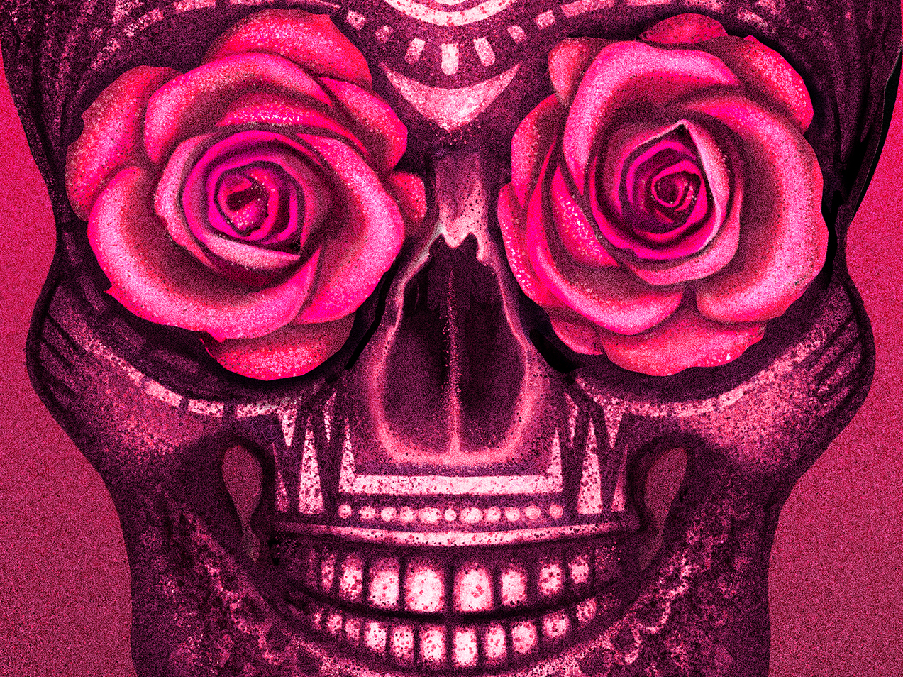 Dia de los Muertos day of the dead design illustration mexico pattern rose skull texture