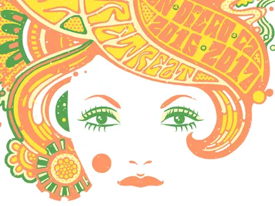 Flower Power character flower graphic illustration psychedelic retro typography vector vintage woman