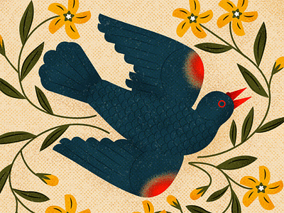 Black Bird bird character design flat graphic illustration packaging texture vector vintage