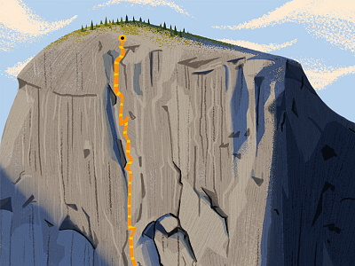 El Capitan climbing design digital painting drawing editorial graphic illustration mountain nature retro texture vintage