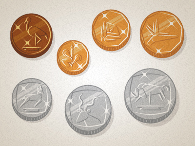 South African coins coins currency icons money shiny south african vector