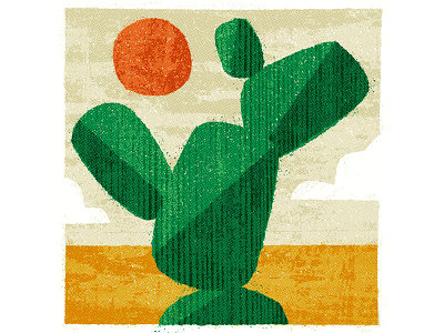 Cactus abstract desert design drawing flat graphic illustration landscape retro texture vector vintage