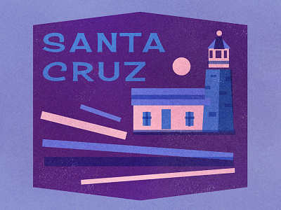 Santa Cruz badge lighthouse retro sticker sun texture travel vintage waves