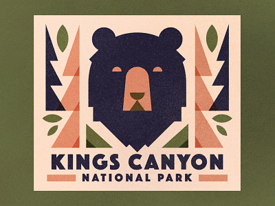 Kings Canyon badge bear kings canyon leaves retro sticker texture travel trees vitnage