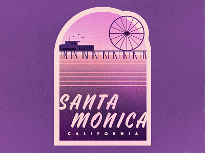 Santa Monica badge ocean pier retro santa monica sticker travel trip vintage waves wheel