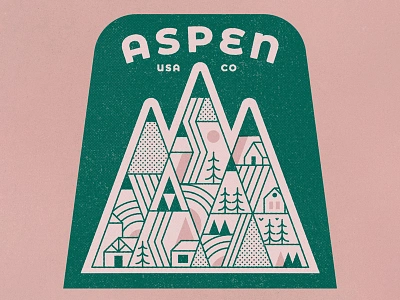 Aspen aspen badge retro ski snow sticker texture travel vintage