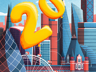 Time Out balloon city editorial graphic illustration london magazine texture vector