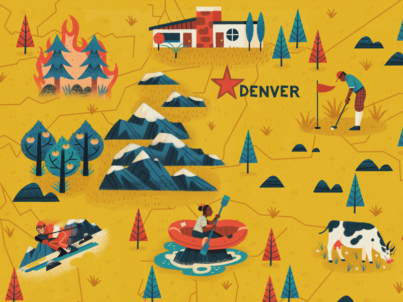 Colorado tree house home mountains trees skiiing rafting golf roads map