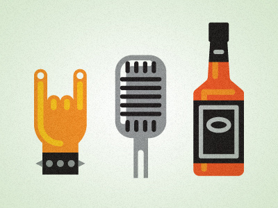 Rock jack daniels whiskey microphone rock horns