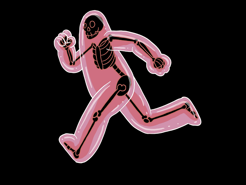 Jelly Man animation 2d character flat gif illustration loop loop animation run cycle running skeleton