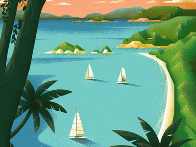 59 Parks - Virgin Islands art design drawing graphic illustration nature ocean poster retro texture vector yacht