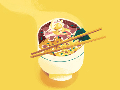 Ramen bowl character chop sticks drawing food illustration noodle ramen texture