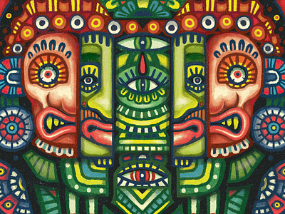 Look Into My Eyes character drawing illustration mask mayan mexico patterns photoshop vector