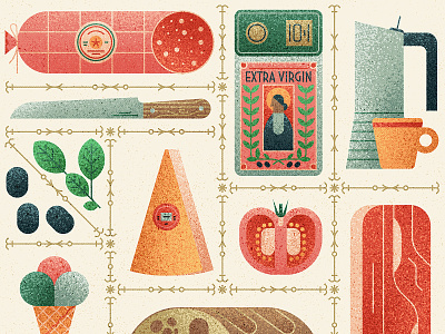 Viva Italia! flat food graphic illustration italian pattern poster retro texture vector vintage wine
