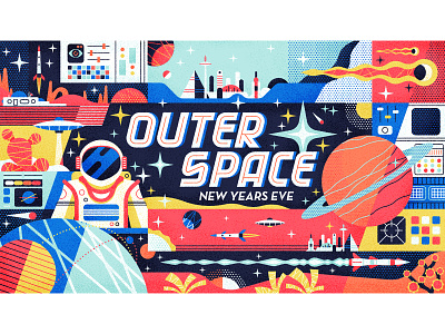 Outer Space astronaut character drawing galaxy graphic illustration new years eve outerspace space texture vector
