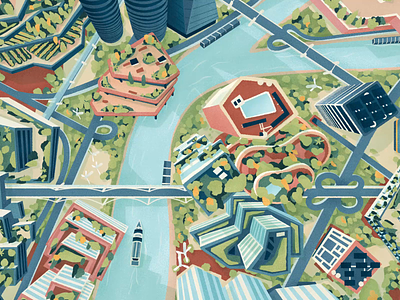 Future Cities aerial view animation automation cities drawing future graphic illustration smart cities texture vector