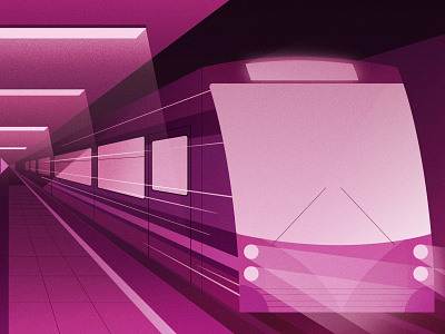 Midnight Express 1 point drawing gradients graphic illustration perspective subway texture train travel underground vector