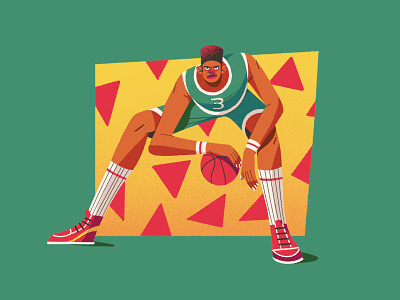 Baller baller basketball basketball player character characterdesign characters drawing graphic illustration memphis style retro texture
