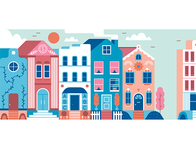 Astrology Houses astrology buildings city design editorial flat graphic homes houses illustration perspective star sign vector