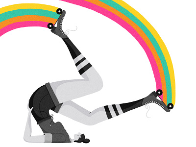 Life in Technicolor black and white character characterdesign drawing girl graphic illustration rainbow retro roller skate texture vector vintage