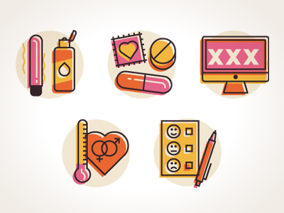 Sex icons icons sex pills lube vibrator computer heart
