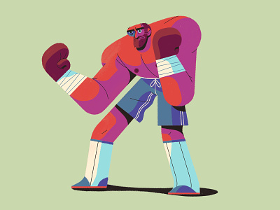 Ready to Rumble! blue eye boxer boxing boxing glove character characterdesign drawing graphic illustration retro simple sports texture