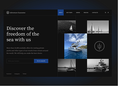 e-commerce: Yacht charter design logo ui ux web website