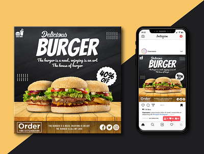 Social Media Flyer (Restaurant Flyer) burger flyer business flyers flyer flyer design flyer template food flyer restaurant flyer social media flyer