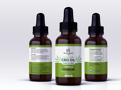 CBD Label Design, Organic Hemp CBD OIL Tincture 1500mg Bottle