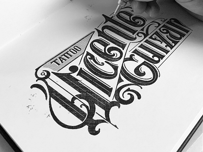 Tatto vicente guizar. sketch lettering logo