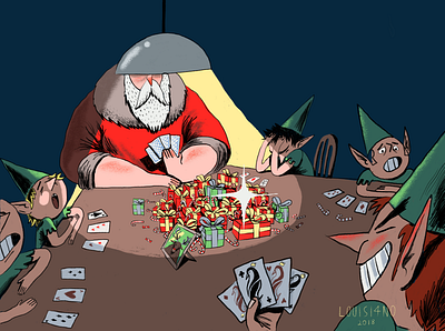 Christmas Poker art christmas digital illustration editorial illustration hollidays illustration merry xmas poker santa claus