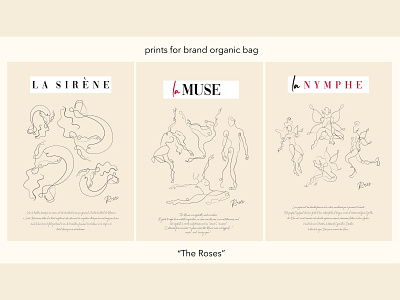 Prints for organic shopper-bag artwork branding design fashion design illustraion lineart print