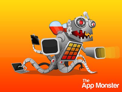 The App Monster app blast character cool design illustration ipad iphone metal monster orange photoshop red robot
