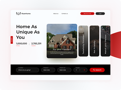 Landing page redesign for Roamhome design house landing page product design real estate ui uxdesign web website