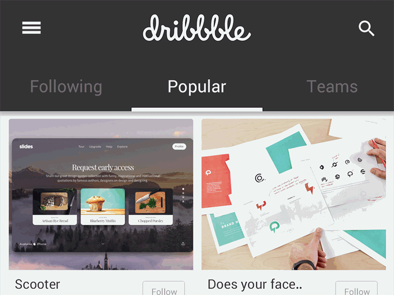 Pull to refresh for Dribbble
